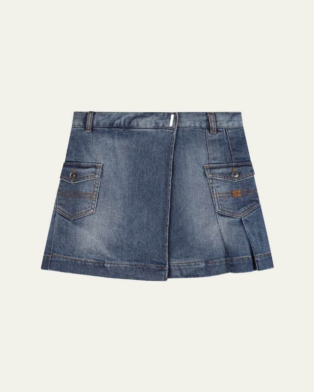 Girl's Pleated Denim Skirt, Size 4-6